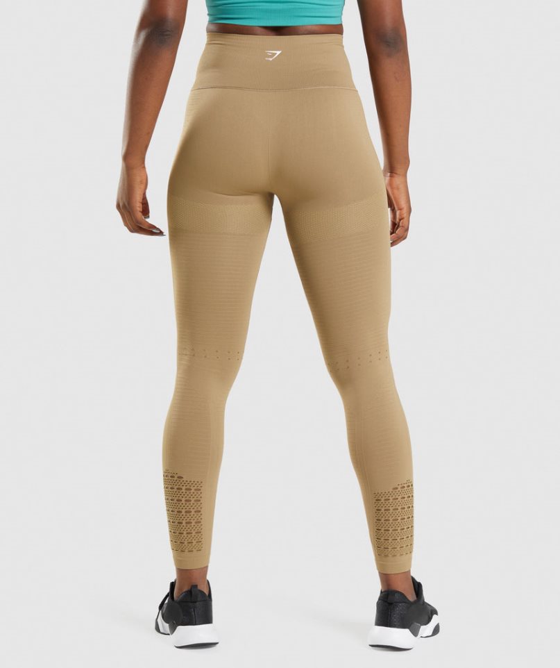 Women's Gymshark Energy Seamless Leggings Light Brown | NZ 5ATIWQ